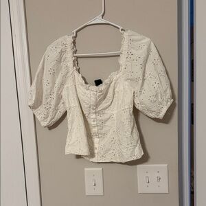 GAP Cream Eyelet Blouse